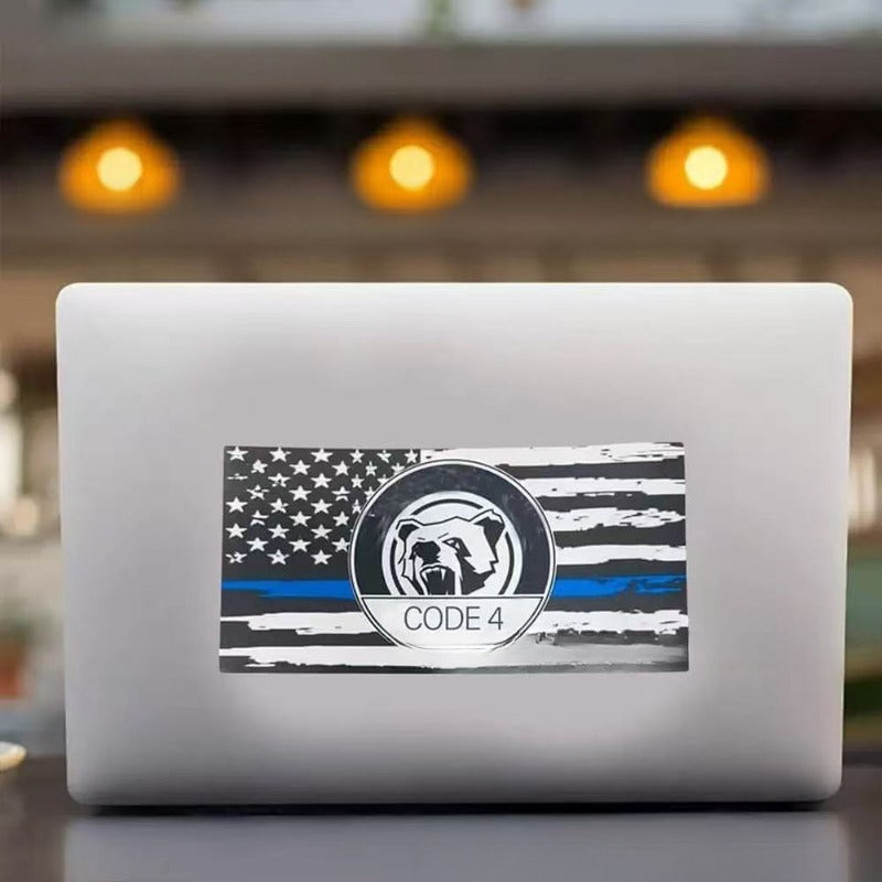 Thin Blue Line American Flag Decal – Waterproof Car/Motorcycle Sticker for Riders, Durable & Patriotic Custom Look
