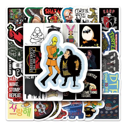 50PCS Waterproof Funny Cartoon Stickers – Trendy Laptop, Scooter & Luggage Decals for Creative Expression