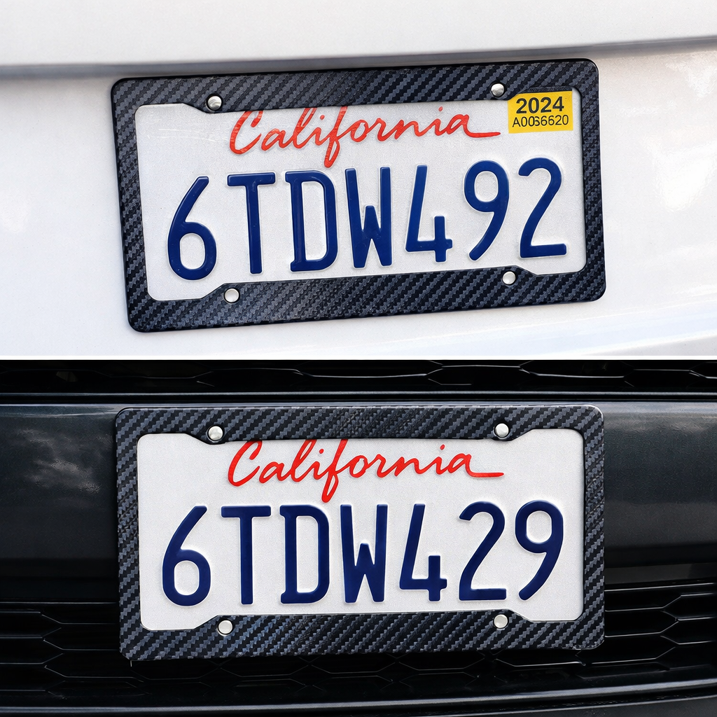 Carbon Fiber ABS License Plate Frame – Universal Car Plate Holder, Durable & Rustproof