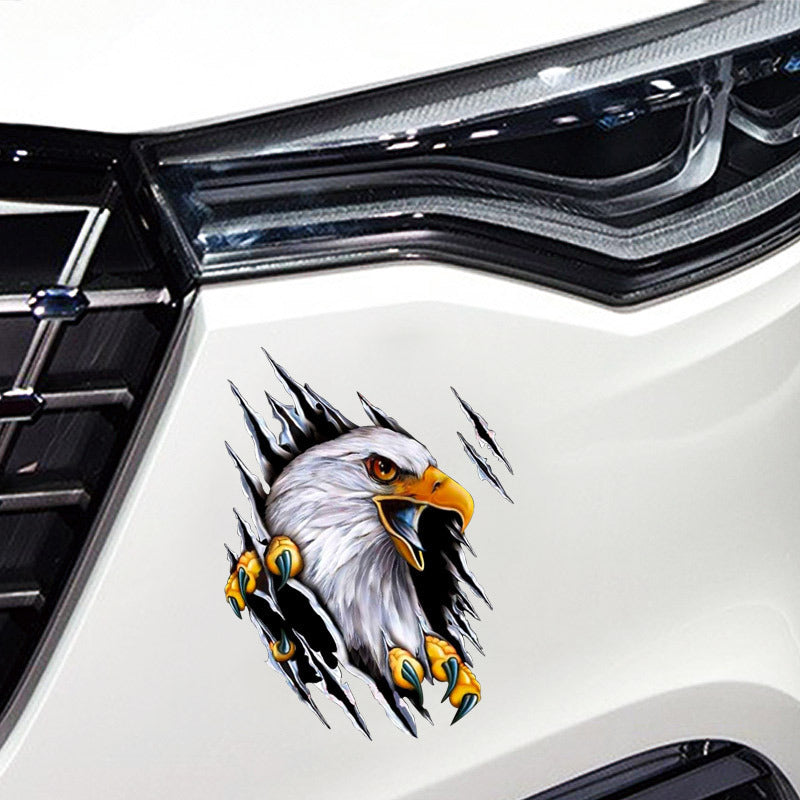 3D Eagle Scratch Car Sticker – Realistic Tear Design, Scratch Cover & Cool Personalized Car Decal