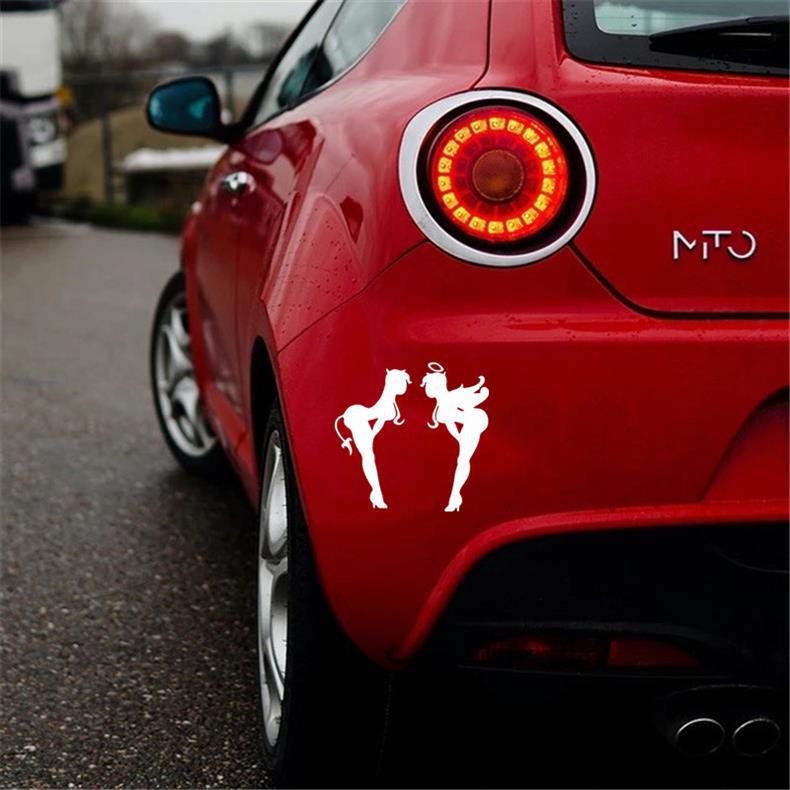 Car Sticker Angel Demon Cartoon Scratch Cover Unique Bumper Window Decor Cute Cool Vinyl Decal