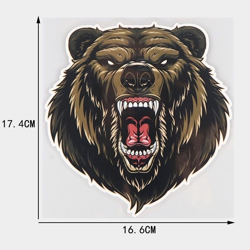 Car & Motorcycle Sticker – Roaring Brown Bear Portrait, Waterproof Sunproof Animal Decal, Bold Eye-Catching Design