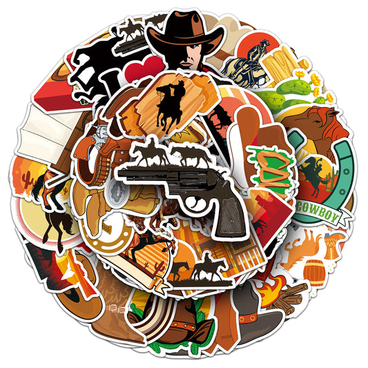 50PCS Western Cowboy Sticker Pack | Retro Graffiti Style | DIY Skateboard/Phone Case/Luggage Decor | Must-Have for Trendsetters