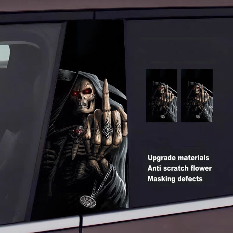 Skull Car B Pillar Sticker – Universal Anti-Scratch Protective Film, Unique Creative Decoration, Cool Upgrade for Your Ride