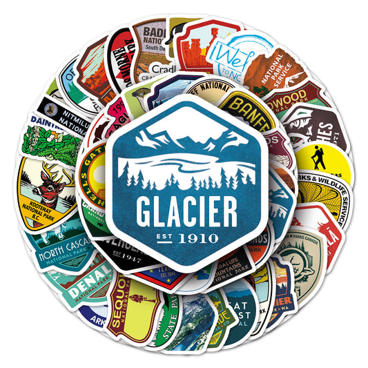 National Park Sticker Pack | Waterproof Removable Graffiti Decals | 50 Unique Travel Stickers to Brighten Your Luggage & Walls
