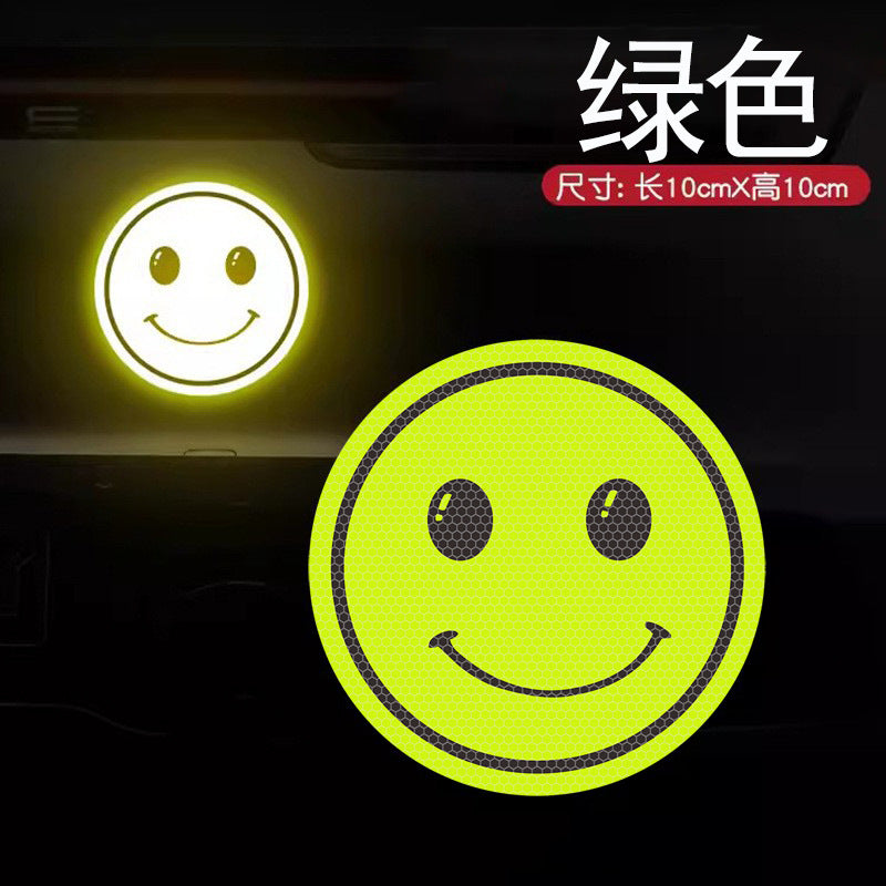 Reflective Car Decal Sticker – Cute Smiley Design | Glow-in-the-Dark Safety Alert for Vehicle Window & Body | Fun & Unique Auto Decor