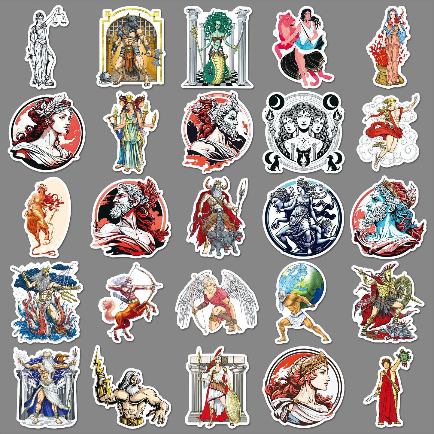 Greek Mythology Sticker Pack – Vintage Graffiti Style, Personalized Decoration, Evoke Mythical Emotions