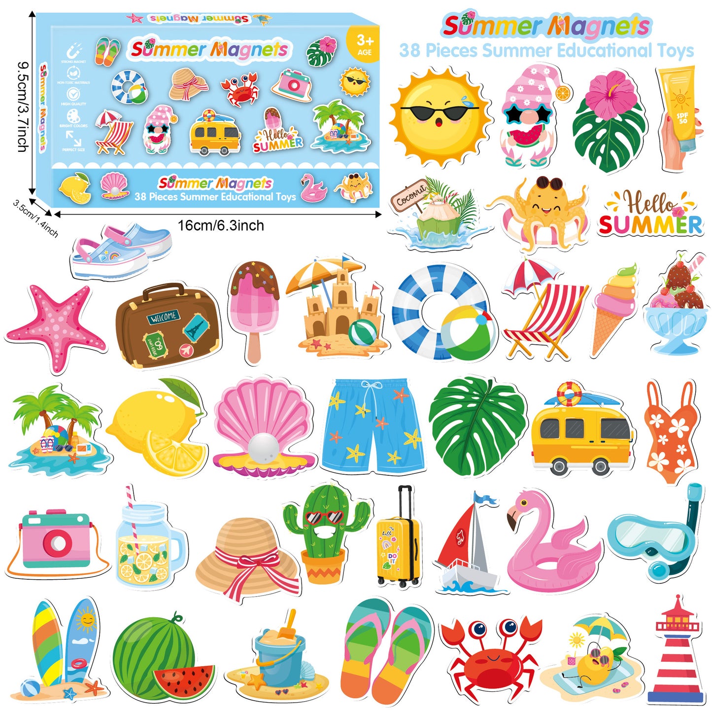Magnetic Stickers for Refrigerator - 38PCS Tropical Summer Theme (Flamingo/Hawaii) - Waterproof DIY Decals for Car, Yacht, Door - Cute Home Office Decor Gifts