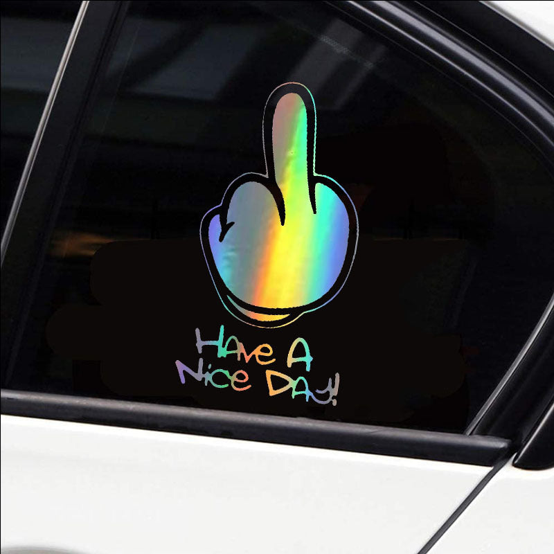 Funny Middle Finger Car Sticker – Waterproof Vinyl Decal for Window or Body, Bold Personality Statement