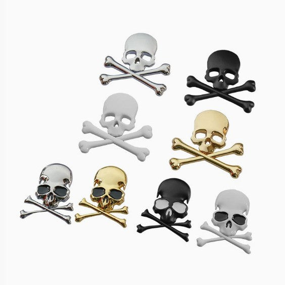3D Skull Car Emblem Sticker Set – Alloy Ghost Head Badge, Waterproof Durable, Halloween Cool Decoration for Cars