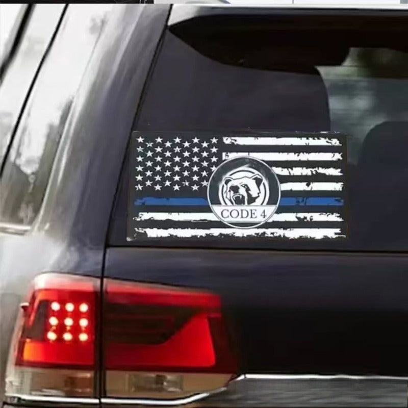 Thin Blue Line American Flag Decal – Waterproof Car/Motorcycle Sticker for Riders, Durable & Patriotic Custom Look