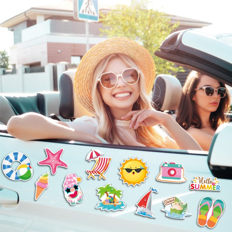 Magnetic Stickers for Refrigerator - 38PCS Tropical Summer Theme (Flamingo/Hawaii) - Waterproof DIY Decals for Car, Yacht, Door - Cute Home Office Decor Gifts