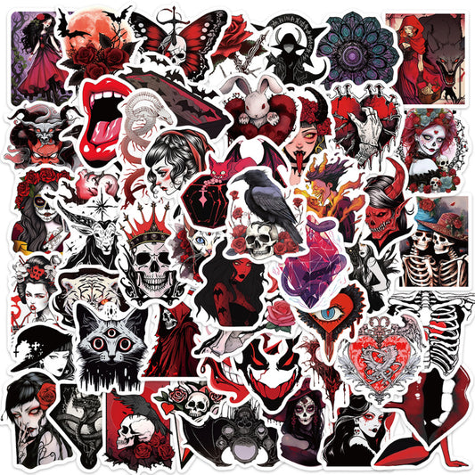 50pcs Graffiti Sticker Pack  – Waterproof Skull Girl Designs – Unique DIY Decor for Guitar, Laptop, Luggage – Trendy & Cool Vibe