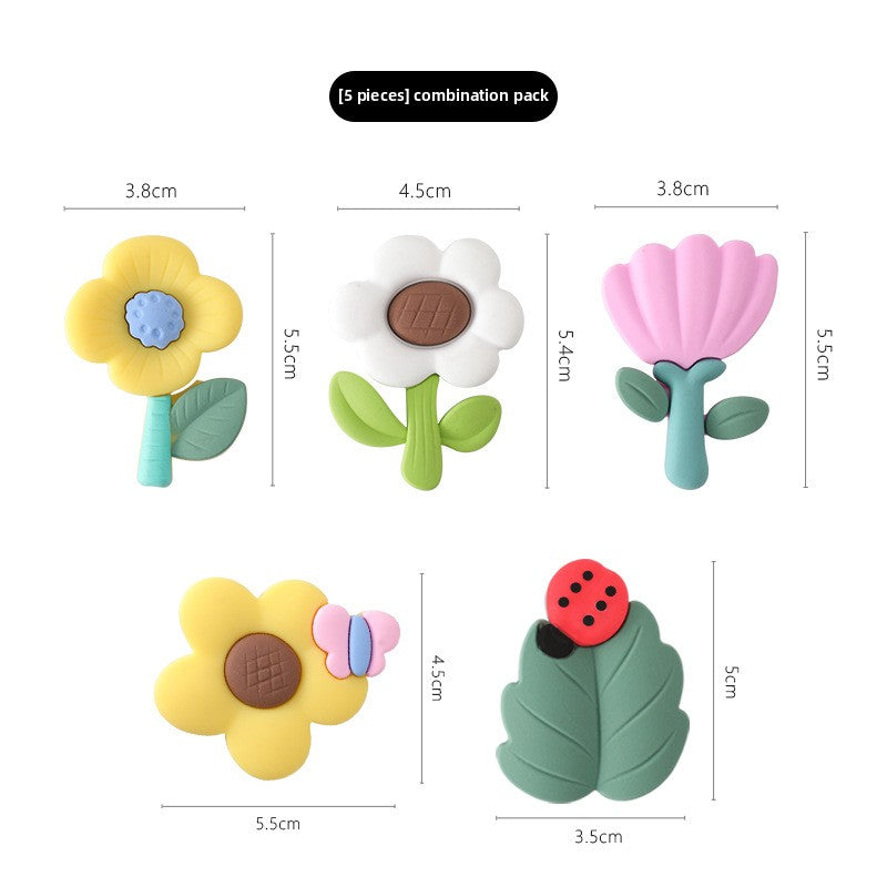 Flower Refrigerator Magnets - Soft Rubber Fridge Stickers with Adorable Cartoon Designs, Vintage Floral Whiteboard Decor for Home & Office