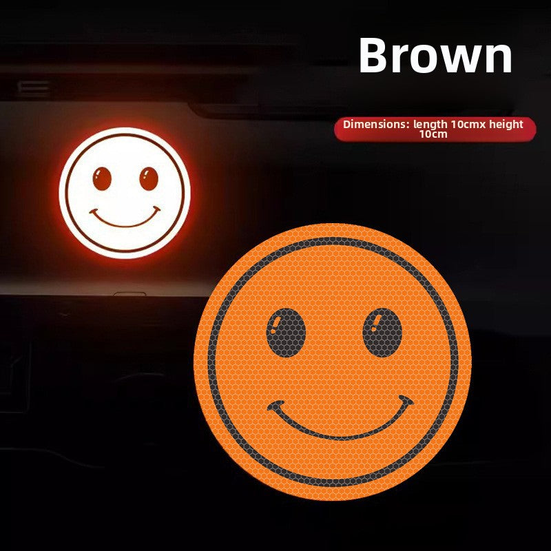 Reflective Car Decal Sticker – Cute Smiley Design | Glow-in-the-Dark Safety Alert for Vehicle Window & Body | Fun & Unique Auto Decor