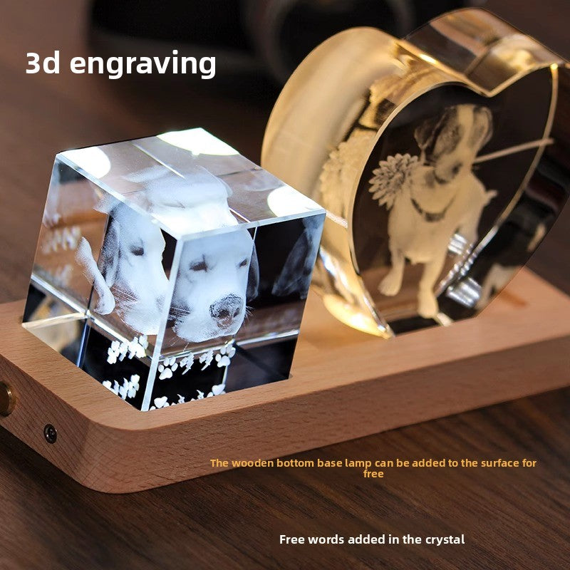 Customized Pet Crystal Ball + Memorial Dog Photo + Music Player + Exclusive 3D Engraving + Heartfelt Gift