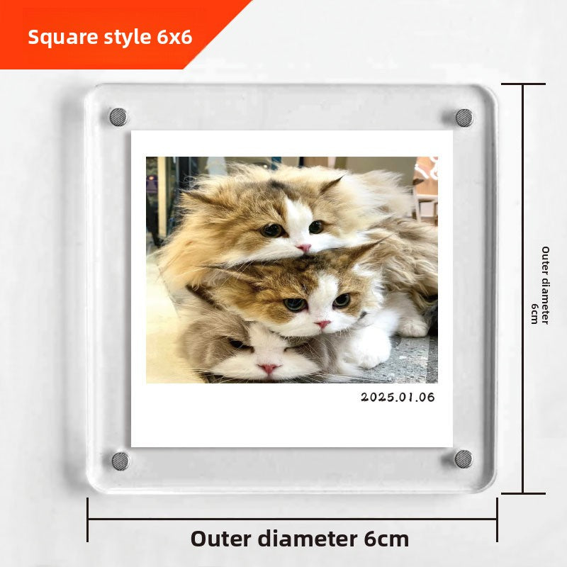 Acrylic Magnetic Photo Frame|Double-Sided Clear Display for Mini Prints|Strong Magnet Fridge Decor|Capture Your Travel Memories