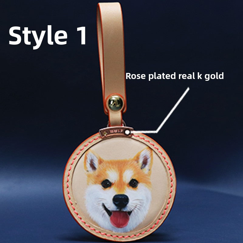 Custom Pet Leather Keychain|Hand-Painted Real Leather Portrait Tag|Unique Dog Cat Memorial Gift|Heartwarming & Personalized