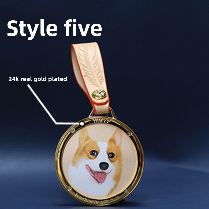 Custom Pet Leather Keychain|Hand-Painted Real Leather Portrait Tag|Unique Dog Cat Memorial Gift|Heartwarming & Personalized