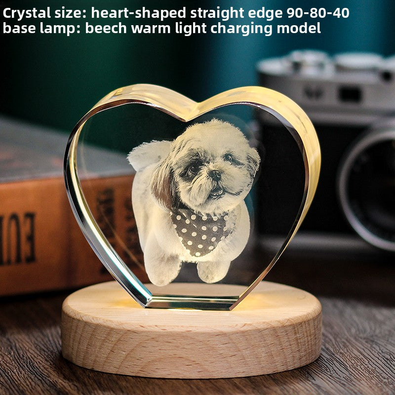 Customized Pet Crystal Ball + Memorial Dog Photo + Music Player + Exclusive 3D Engraving + Heartfelt Gift