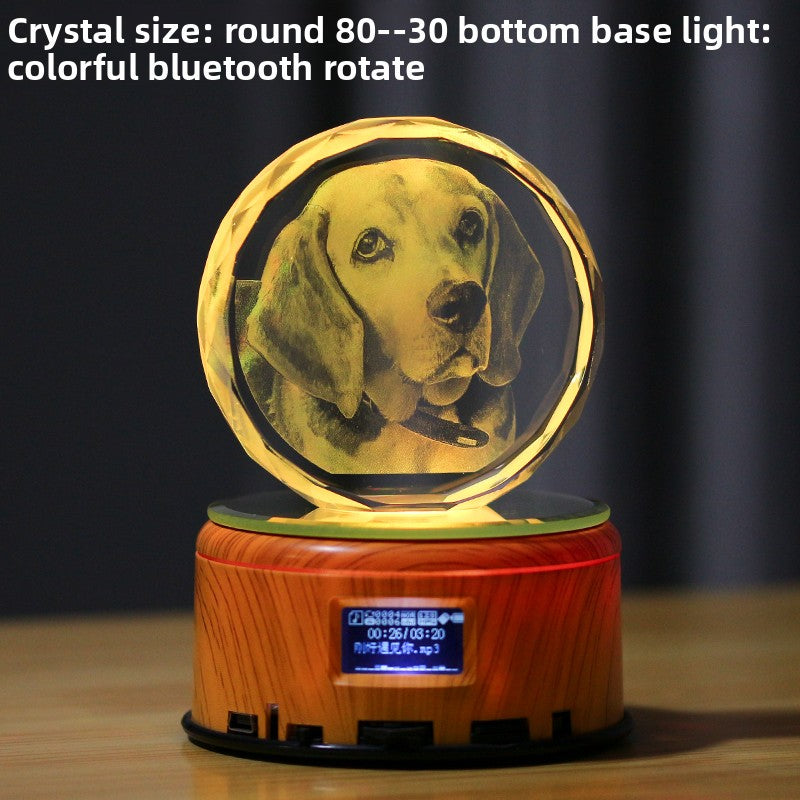 Customized Pet Crystal Ball + Memorial Dog Photo + Music Player + Exclusive 3D Engraving + Heartfelt Gift
