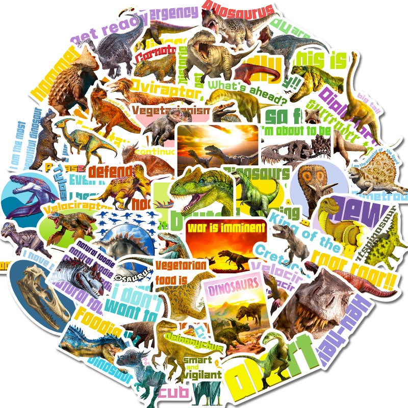 50PCS Dinosaur Stickers for Kids – Waterproof Cartoon Decals for DIY & Luggage