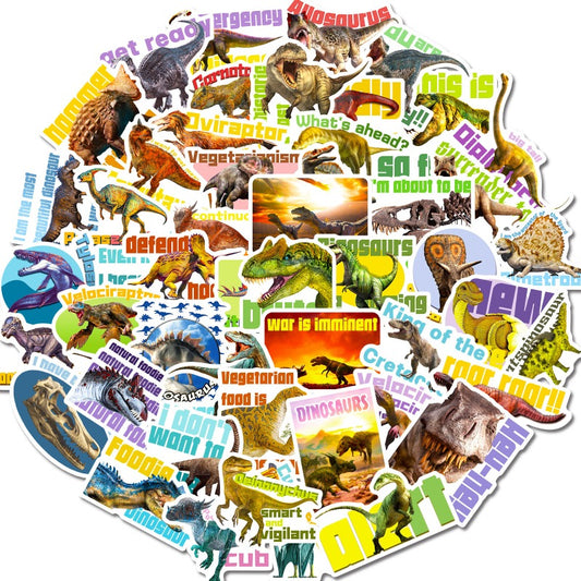 50PCS Dinosaur Stickers for Kids – Waterproof Cartoon Decals for DIY & Luggage