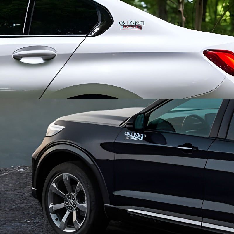 Car Metal “Old Man Edition” Emblem Badge Sticker – Trendy Custom Style, Durable 3D Metal Finish