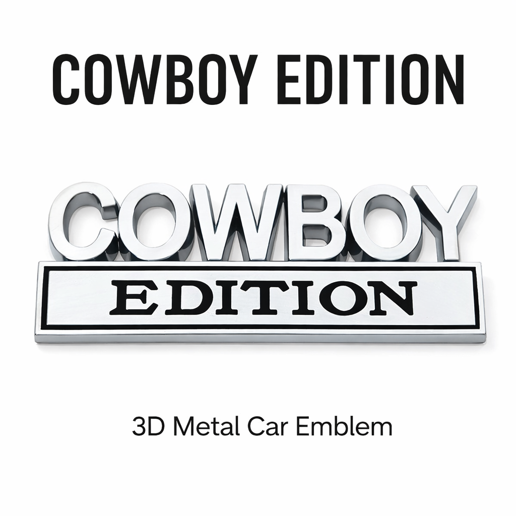 3D Metal Cowboy Car Emblem Badge | Universal Truck Tailgate Fender Decal | Western Style Auto Accessories