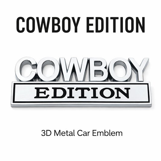 3D Metal Cowboy Car Emblem Badge | Universal Truck Tailgate Fender Decal | Western Style Auto Accessories