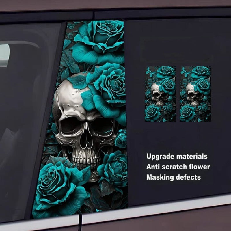 Skull Car B Pillar Sticker – Universal Anti-Scratch Protective Film, Unique Creative Decoration, Cool Upgrade for Your Ride