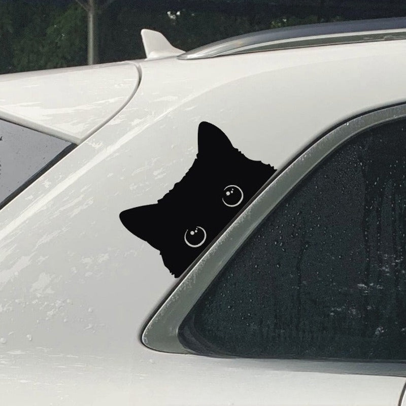 Funny Peeking Black Cat Car Sticker – Cute Waterproof Vinyl Decal for Car Laptop Window