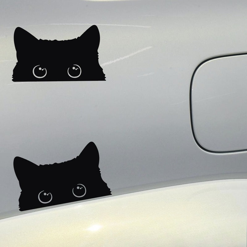 Funny Peeking Black Cat Car Sticker – Cute Waterproof Vinyl Decal for Car Laptop Window