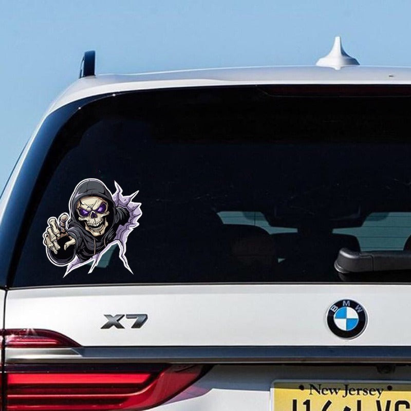 Halloween Skull Car Sticker – Scratch Cover Decal for Cars & Motorcycles, Creative Scary Face Decoration for Spooky Vibes