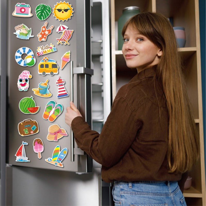 Magnetic Stickers for Refrigerator - 38PCS Tropical Summer Theme (Flamingo/Hawaii) - Waterproof DIY Decals for Car, Yacht, Door - Cute Home Office Decor Gifts
