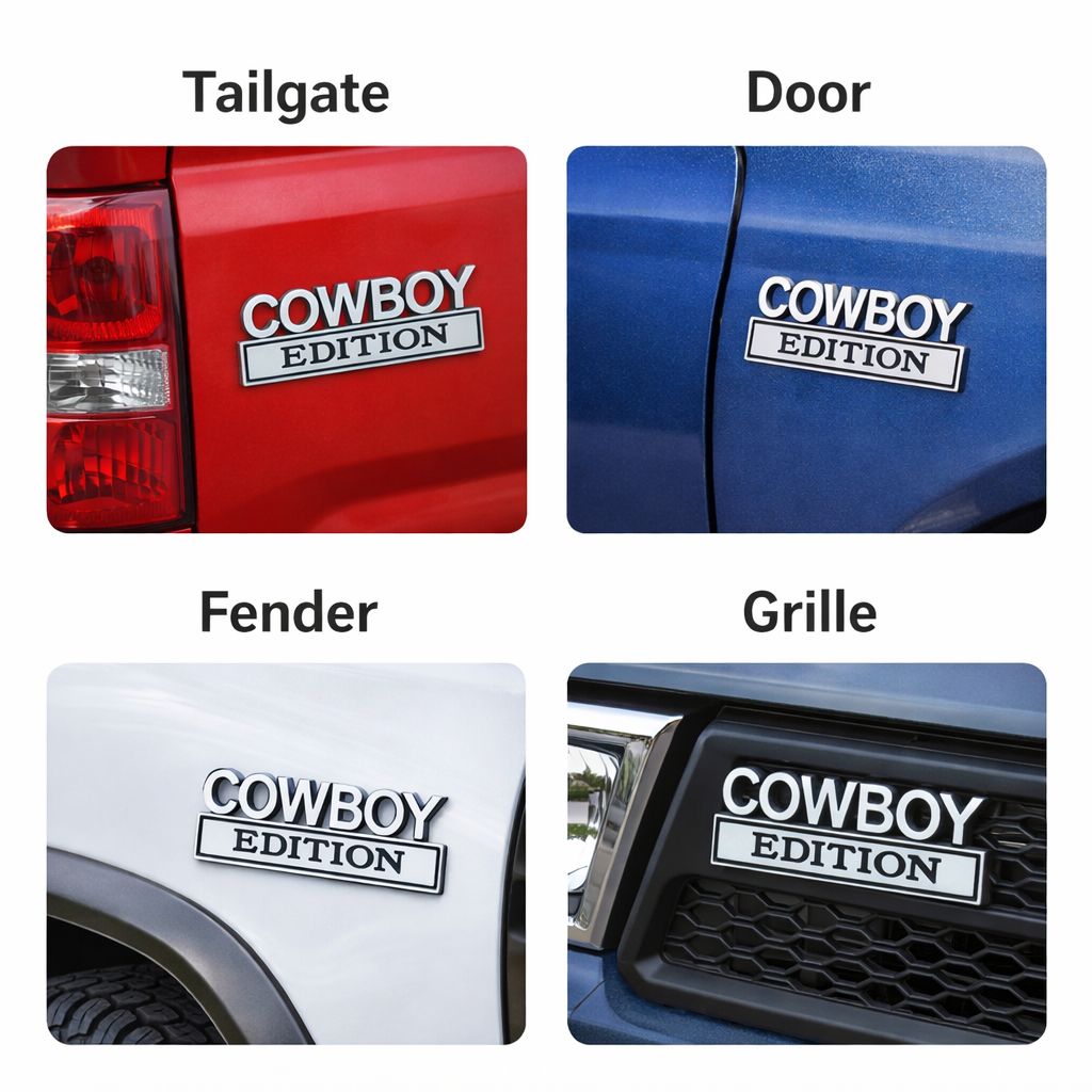 3D Metal Cowboy Car Emblem Badge | Universal Truck Tailgate Fender Decal | Western Style Auto Accessories
