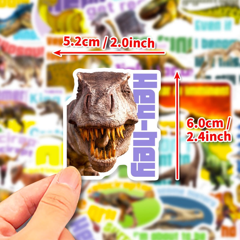 50PCS Dinosaur Stickers for Kids – Waterproof Cartoon Decals for DIY & Luggage