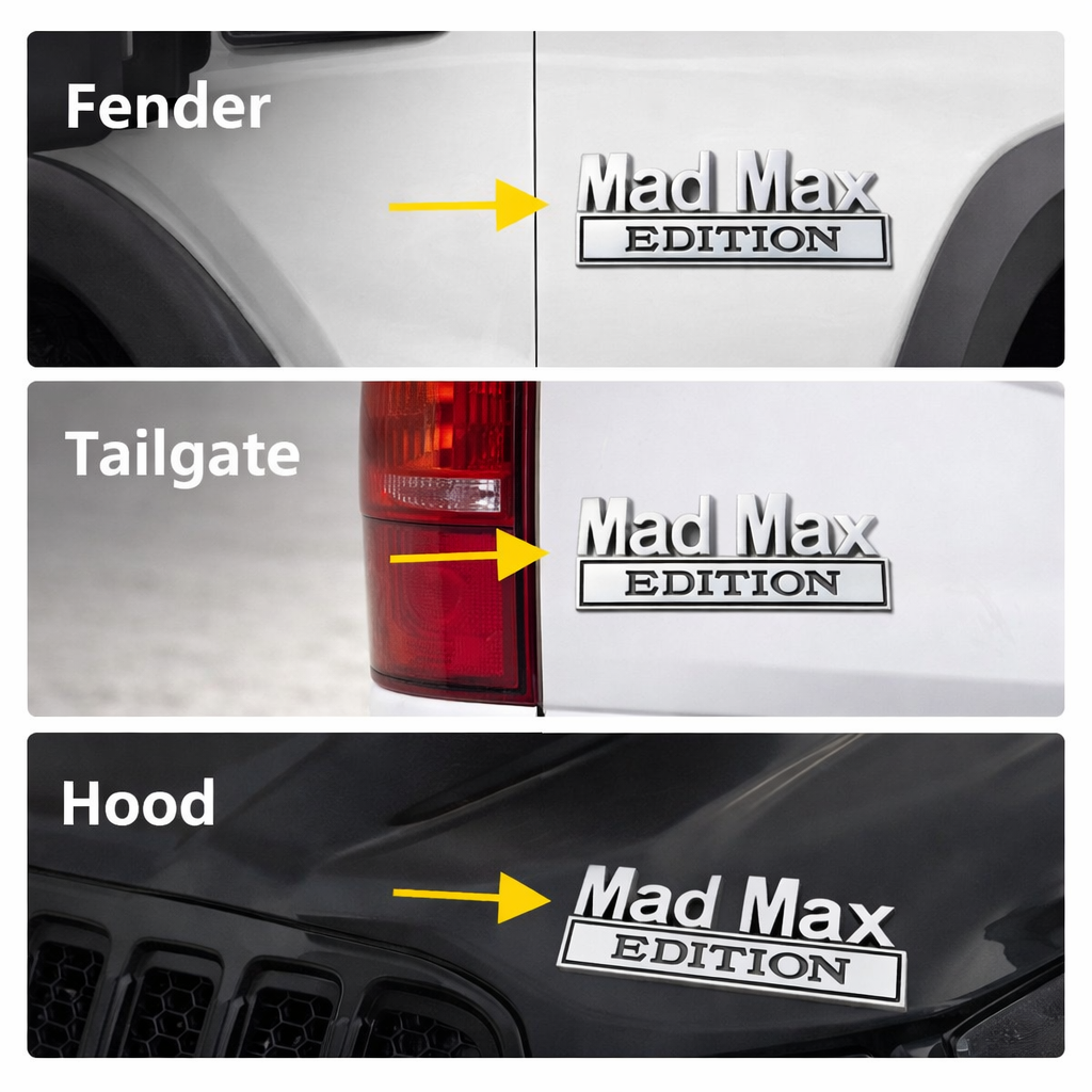 MAD MAX Edition 3D Metal Car Emblem – Premium Badge Decal for Truck SUV Fender Tailgate