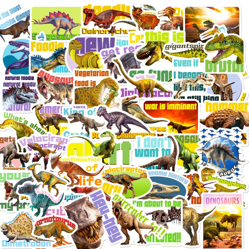 50PCS Dinosaur Stickers for Kids – Waterproof Cartoon Decals for DIY & Luggage