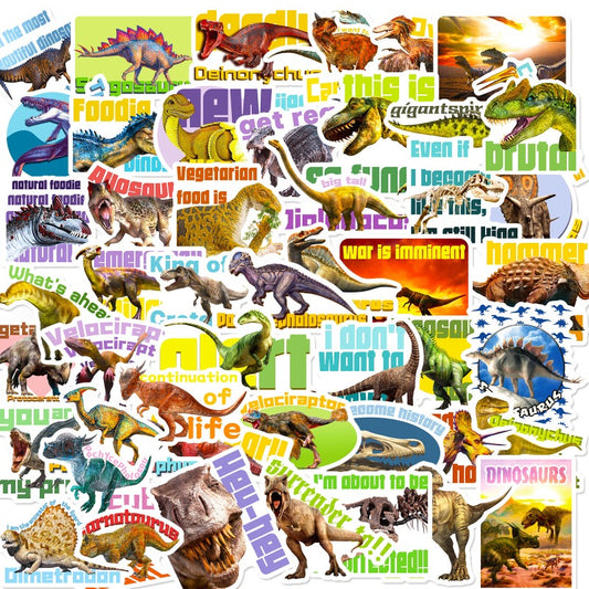 50PCS Dinosaur Stickers for Kids – Waterproof Cartoon Decals for DIY & Luggage