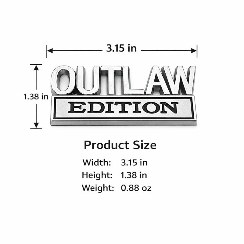 OUTLAW Edition Metal Car Badge – 3D Aluminum Emblem Sticker for Fender Trunk Hood Auto Decoration