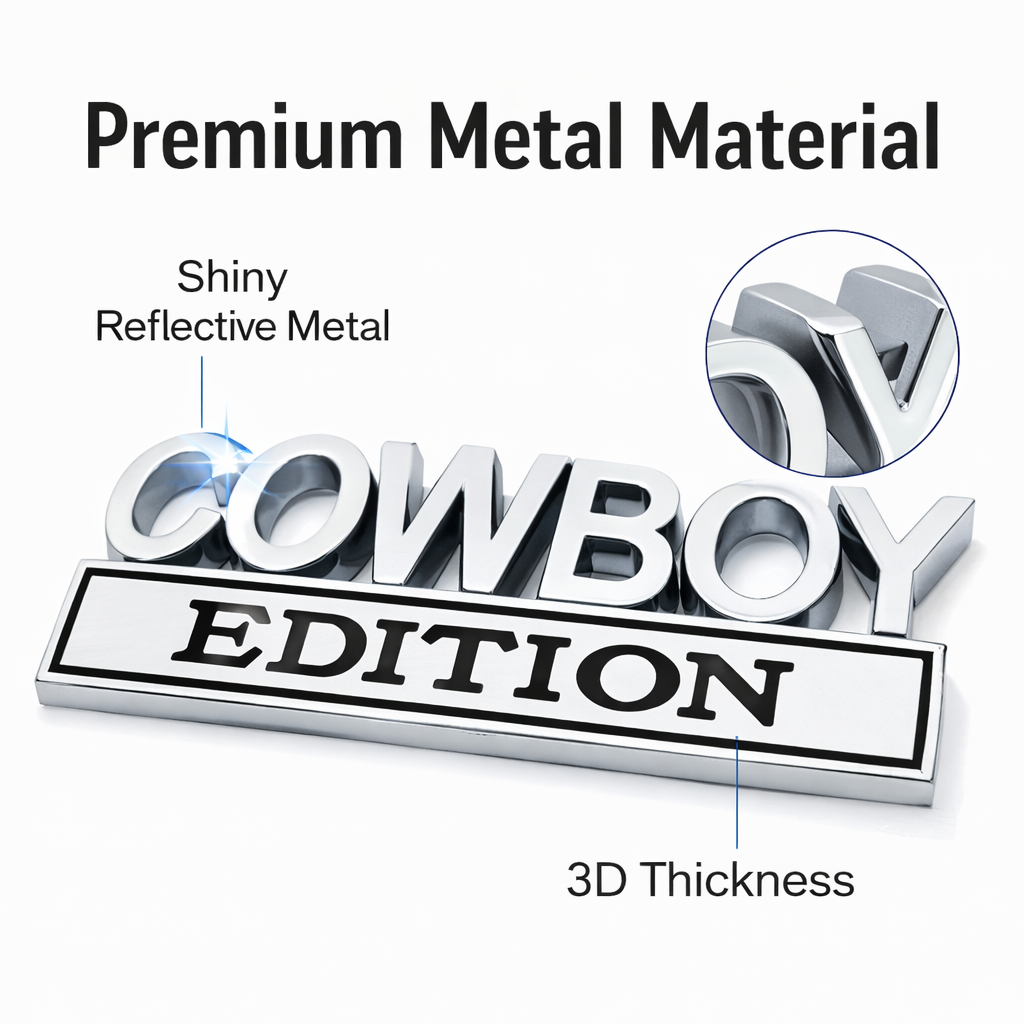 3D Metal Cowboy Car Emblem Badge | Universal Truck Tailgate Fender Decal | Western Style Auto Accessories