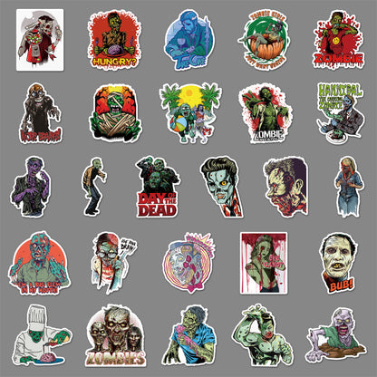 Zombie Graffiti Sticker Pack 51pcs | DIY Horror-Themed Decals for Skateboards, Water Bottles, Luggage | Must-Have for Trendsetters
