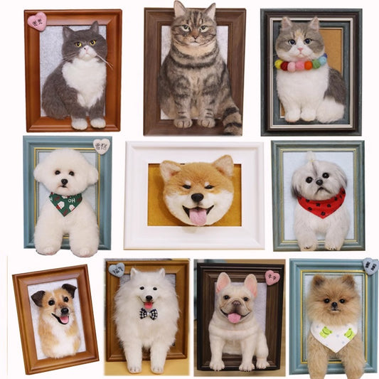 Custom Felted Pet Doll Photo Frames | Realistic Cat Dog Keepsake | DIY Memorial Frame Gift | Handmade with Love