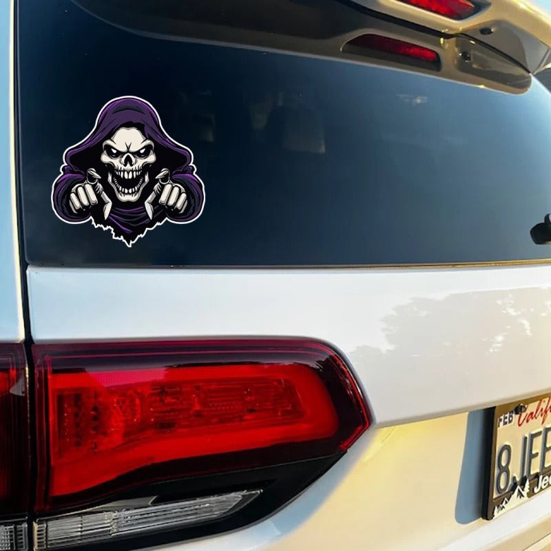 Halloween Skull Car Sticker – Scratch Cover Decal for Cars & Motorcycles, Creative Scary Face Decoration for Spooky Vibes