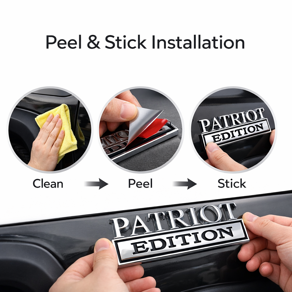 3D Metal Patriot Edition Car Badge | Universal Fender Emblem Sticker for Jeep Trucks SUVs | Weatherproof Auto Decal