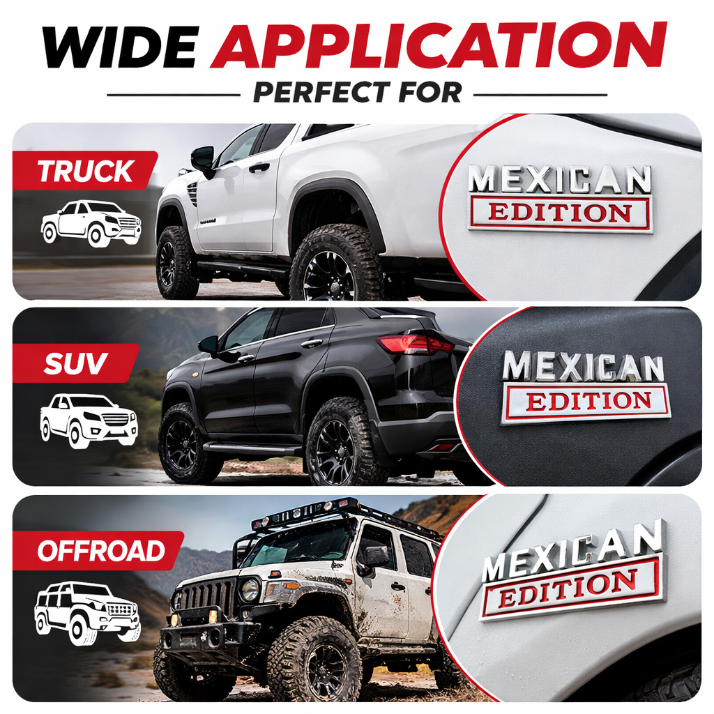 Mexican Edition Car Fender Badge | Aluminum Alloy Car Emblem Sticker | Universal Car Body Side Badge for Cars Trucks SUV