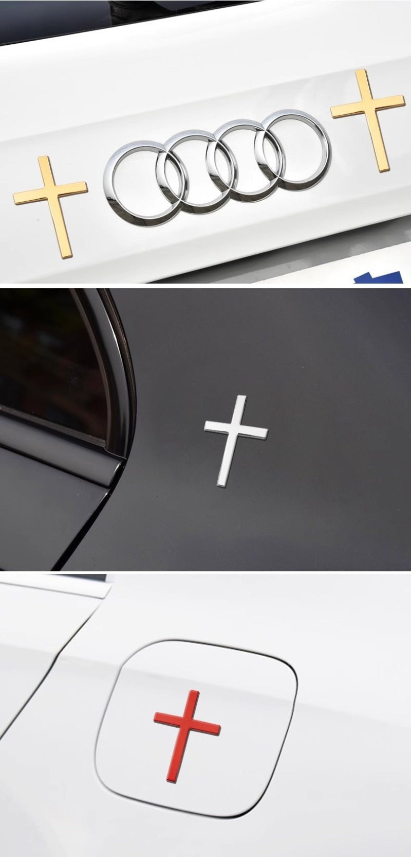 3D Metal Cross Car Emblem Sticker – Universal Auto & Motorcycle Decoration Badge, Faith Symbol Tail Logo, Waterproof Custom Design