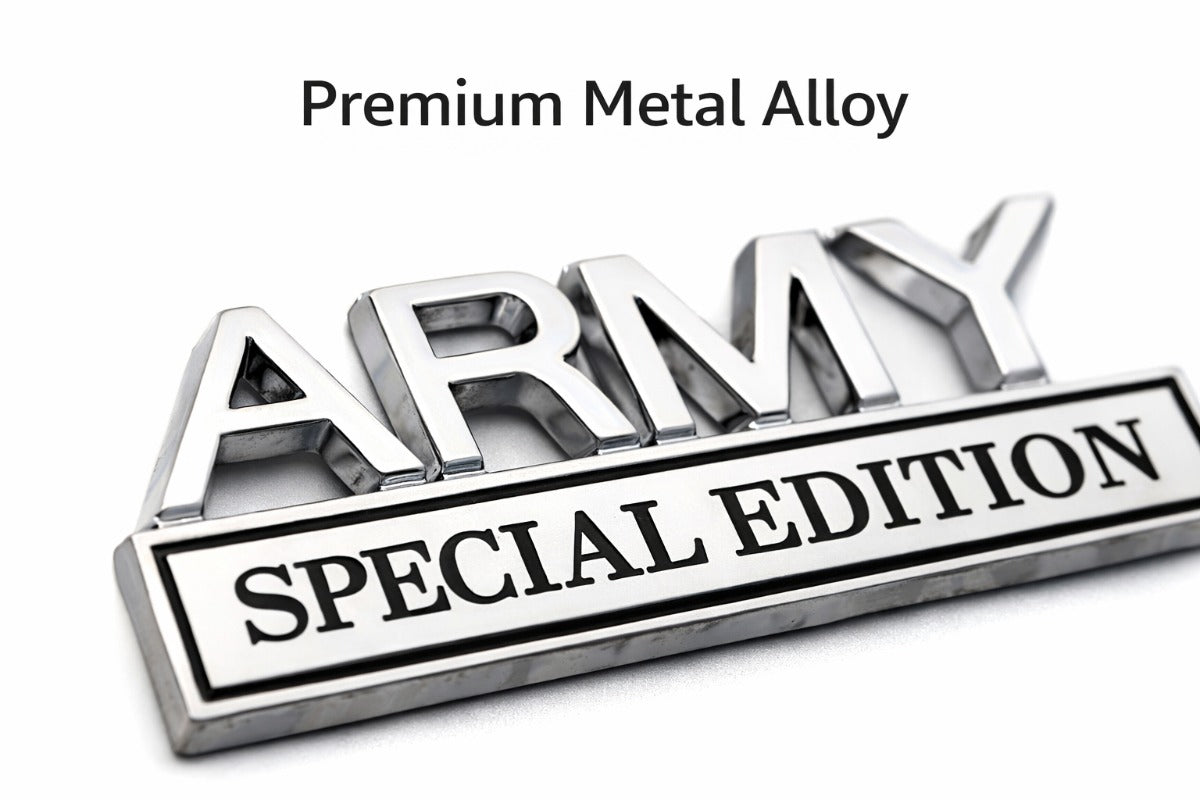 ARMY Edition Metal Car Badge | Military Style Fender Emblem | Auto Body Sticker for Jeep Truck SUV
