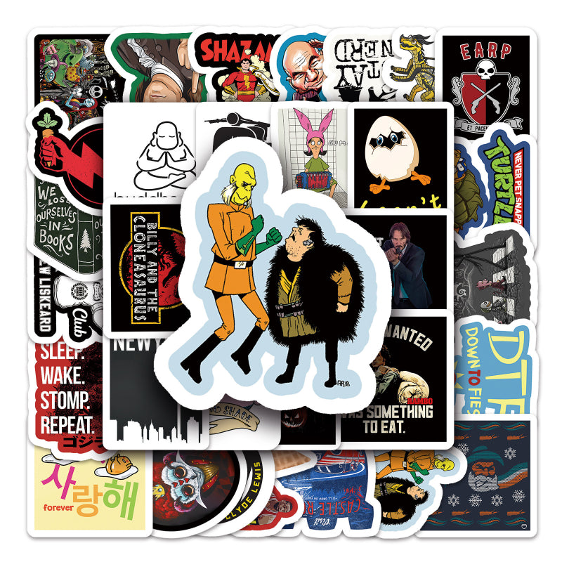 50PCS Waterproof Funny Cartoon Stickers – Trendy Laptop, Scooter & Luggage Decals for Creative Expression